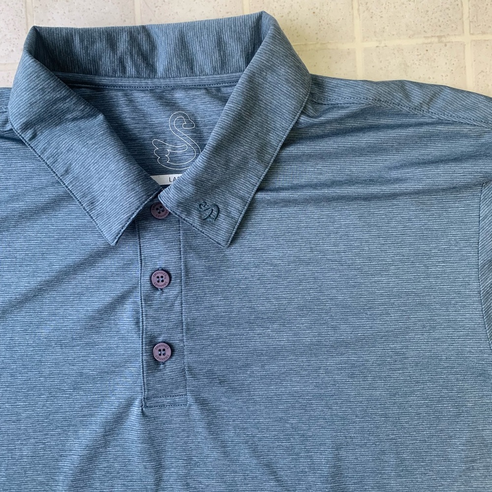 Swannies Polo Shirt Mens Large Golf Performance Stretch Short Sleeve Teal Blue